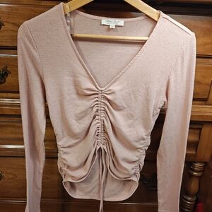 Ultra Flirt Blush Ruched Long Sleeve Top